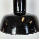 Industrial Black Enamel Factory Lamp with Cast Iron Top, 1930s