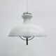 Vintage glass hanging lamp with metal shade minimalist design, 1970s