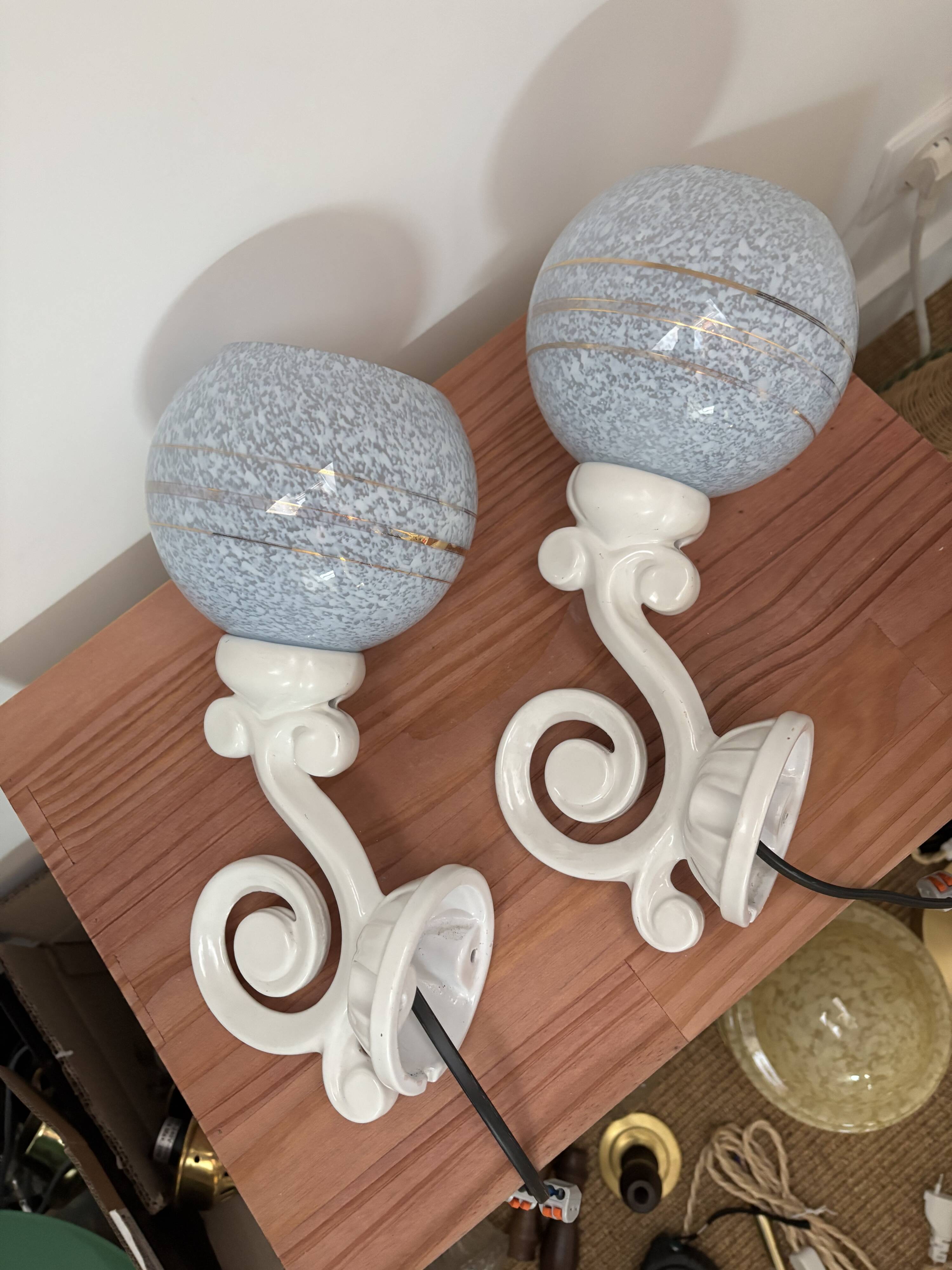 Pair of vintage pastel wall sconces