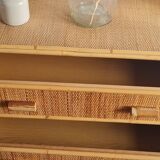 Vintage rattan chest of drawers from the 1970s.