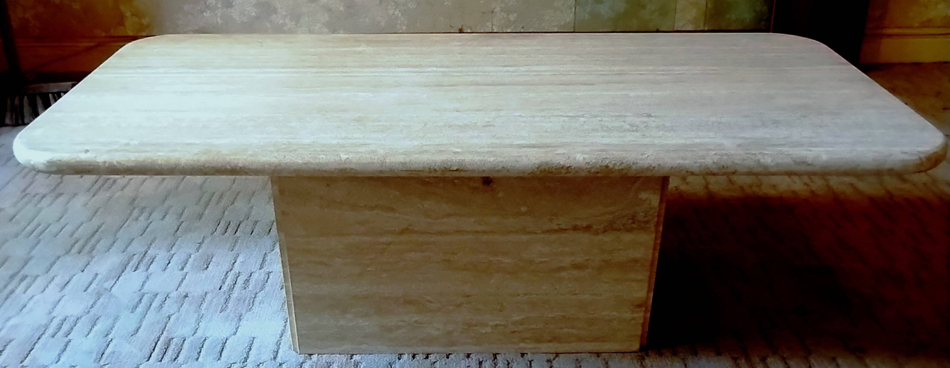 Beige Italian travertine coffee table