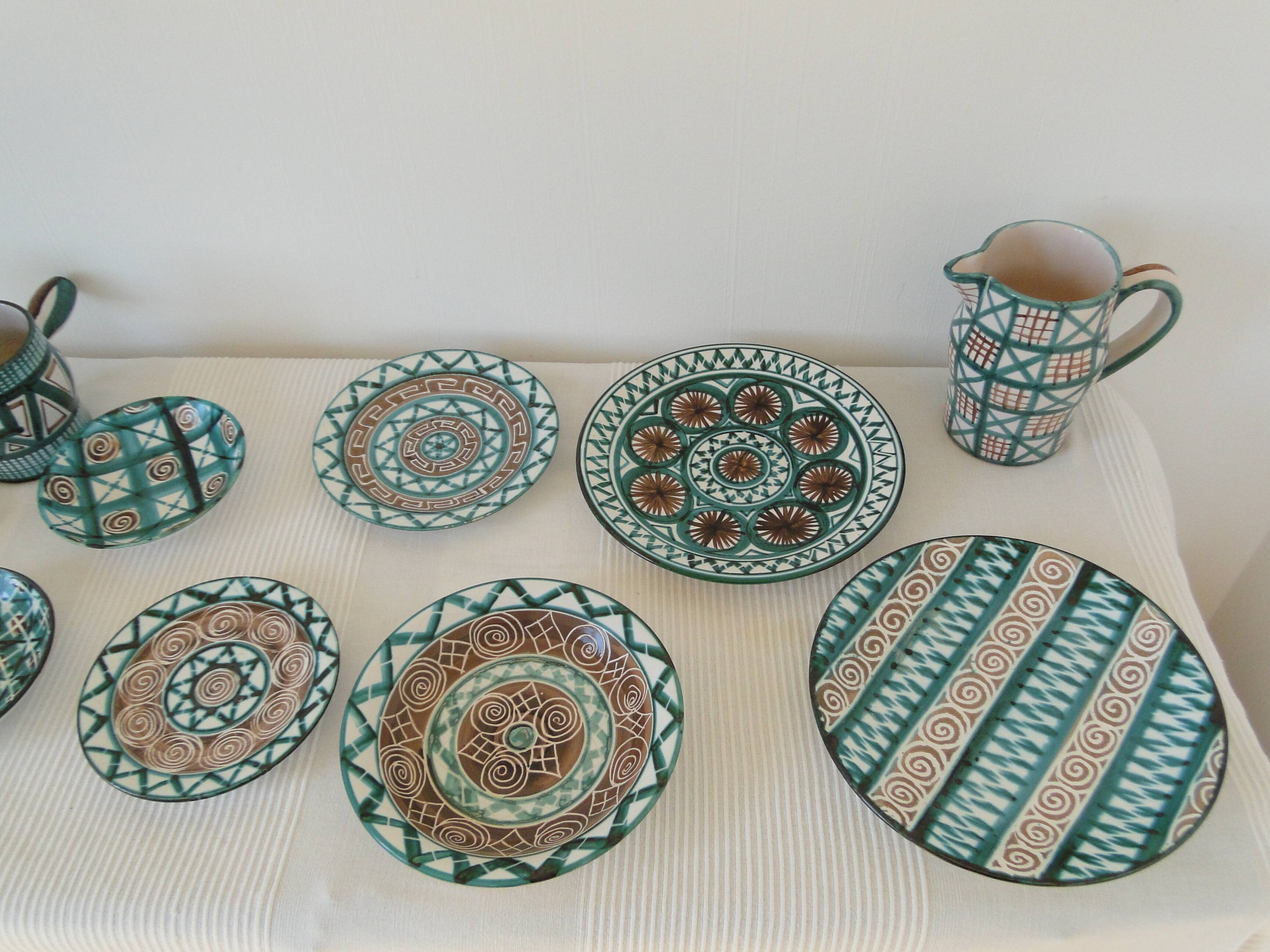 Robert Picault Vallauris France set of 12 Mid Century ceramics