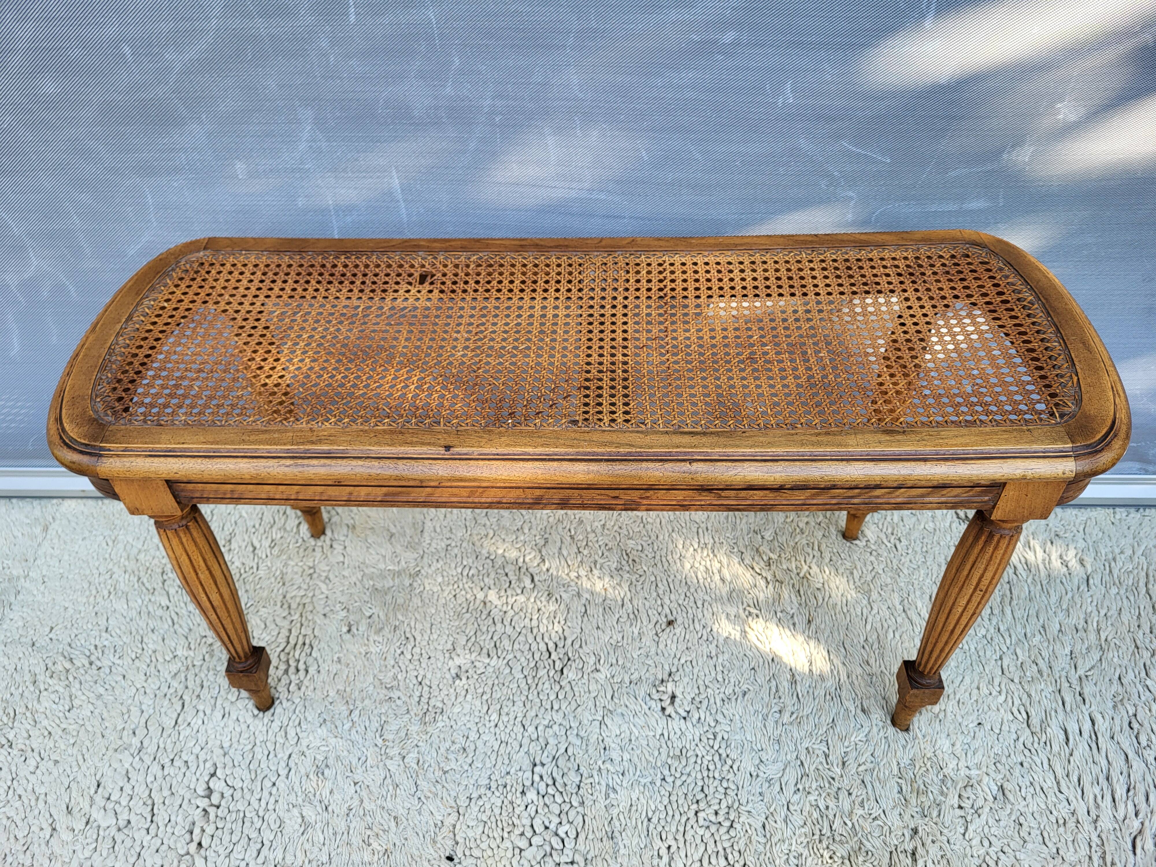 Louis XVI style piano bench in wood and cane