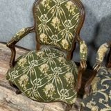 Pair of Louis XV period cabriolet armchairs in carved wood, 18th century