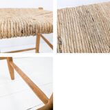 Tabouret Mid Century Rustique Campagne Vintage Jonc tressé Jonc Tabouret en