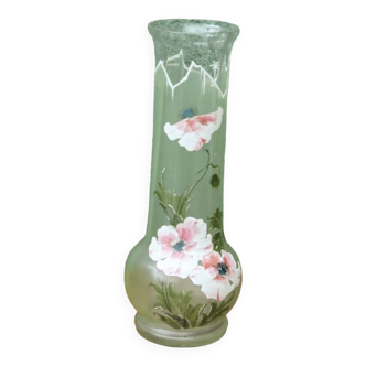 Vase Legras en verre émaillé, anémones