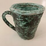 Large vintage turquoise ceramic pot from the 60s. Perfect condition. Dimensions: 20 cm high x 17 l.