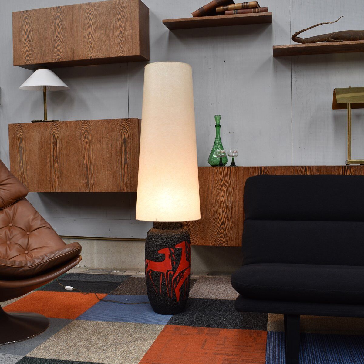 Vintage German ceramic floor lamp from Scheurich, 1970s