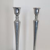 Paire de chandeliers bougeoirs vintage en métal