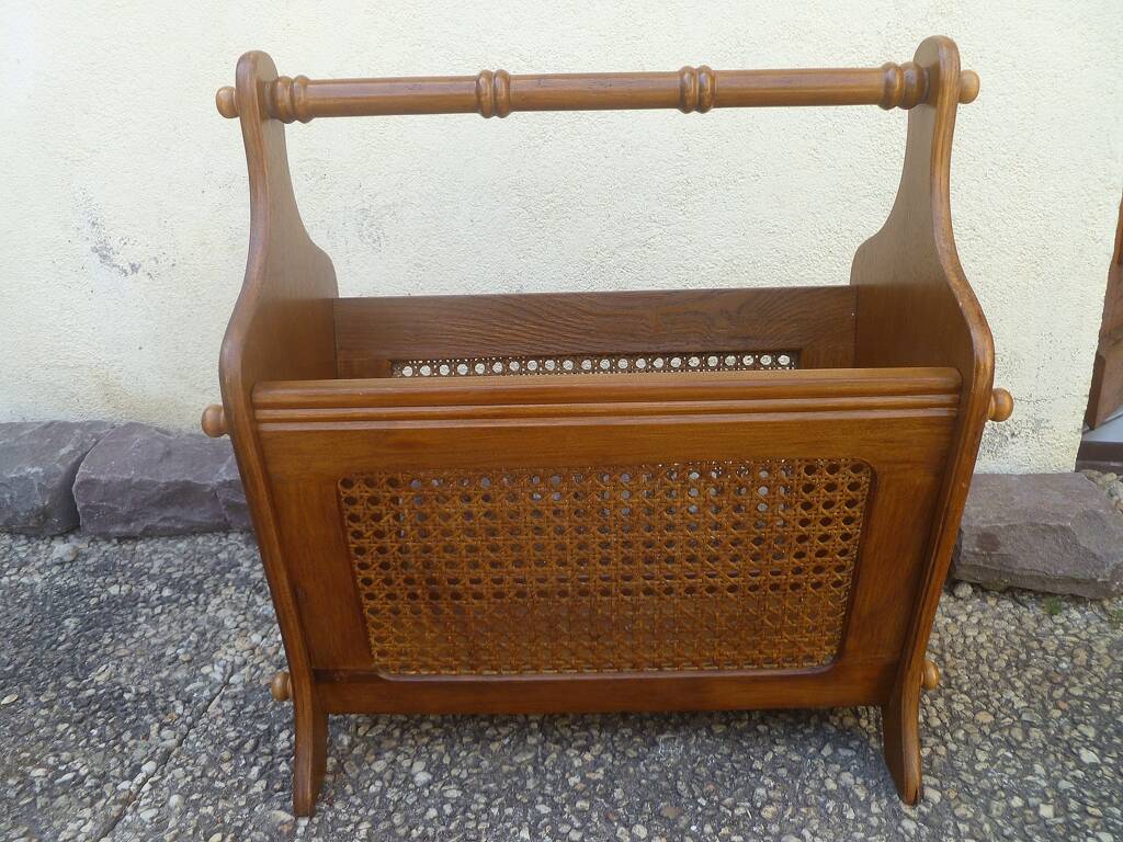 porte revue  bois et cannage, vintage