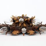 Italian mid-century florentine flush mount lamp in bi-color, 1950s