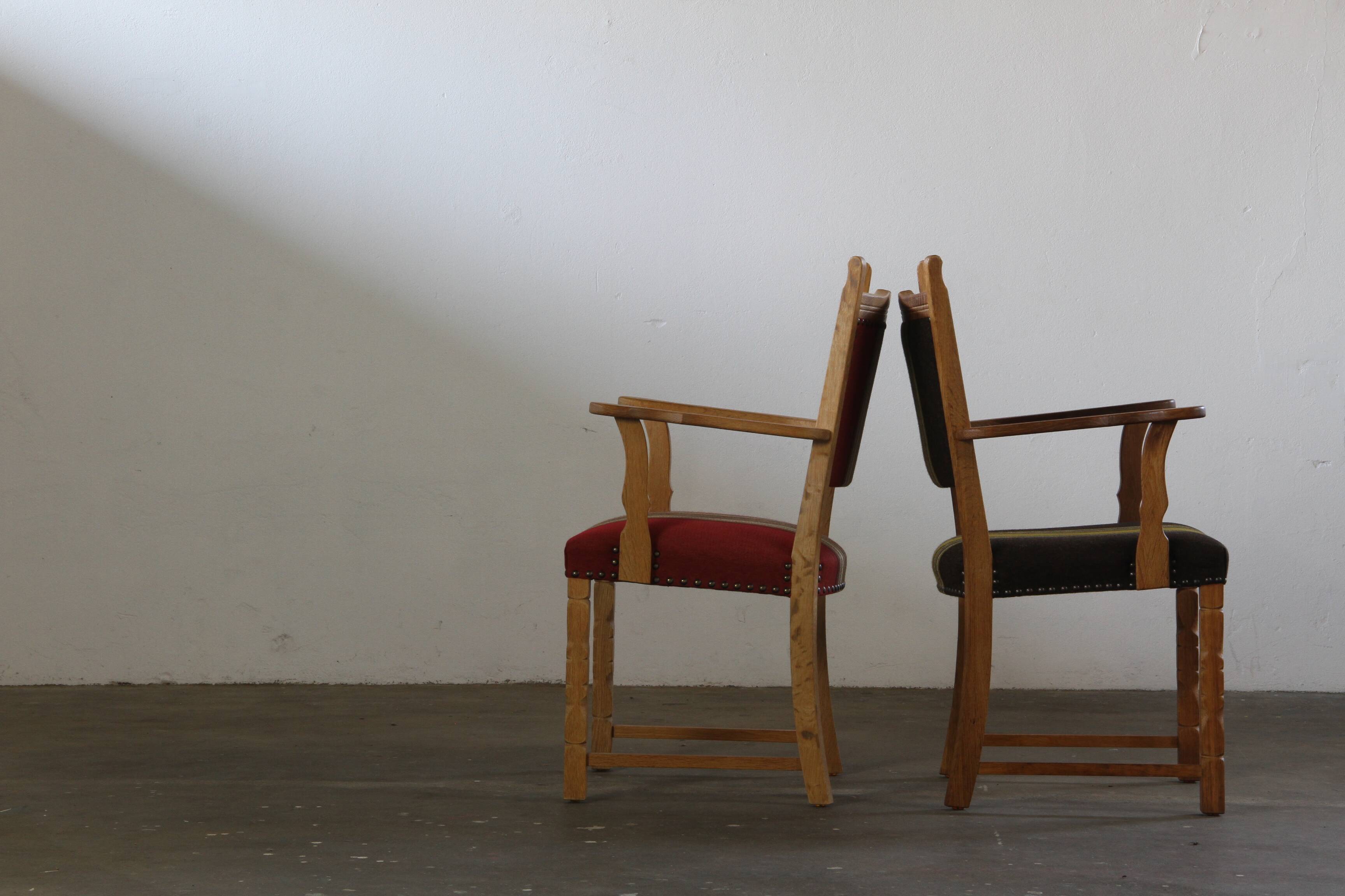 Vintage Pair of Danish Brutalist Armchairs, Henning Kjærnulf Style, 1960s