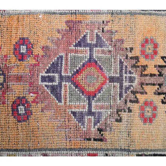1970s Turkish Hand-Knotted Wool Cotton Pink Runner 81x380