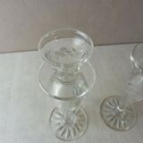 Paire d'anciens bougeoirs en cristal gravé taillé, style Sirius, Saint Louis
