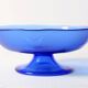 Blue Pressed Glass Pedestal Bowl with Stars Pattern / Italy / 2000s