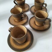 Set of 5 Longchamp France cups and 5 saucers in Japandi style