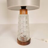 Midcentury table lamps Orrefors teak and glass Sweden