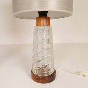 Midcentury table lamps Orrefors teak and glass Sweden