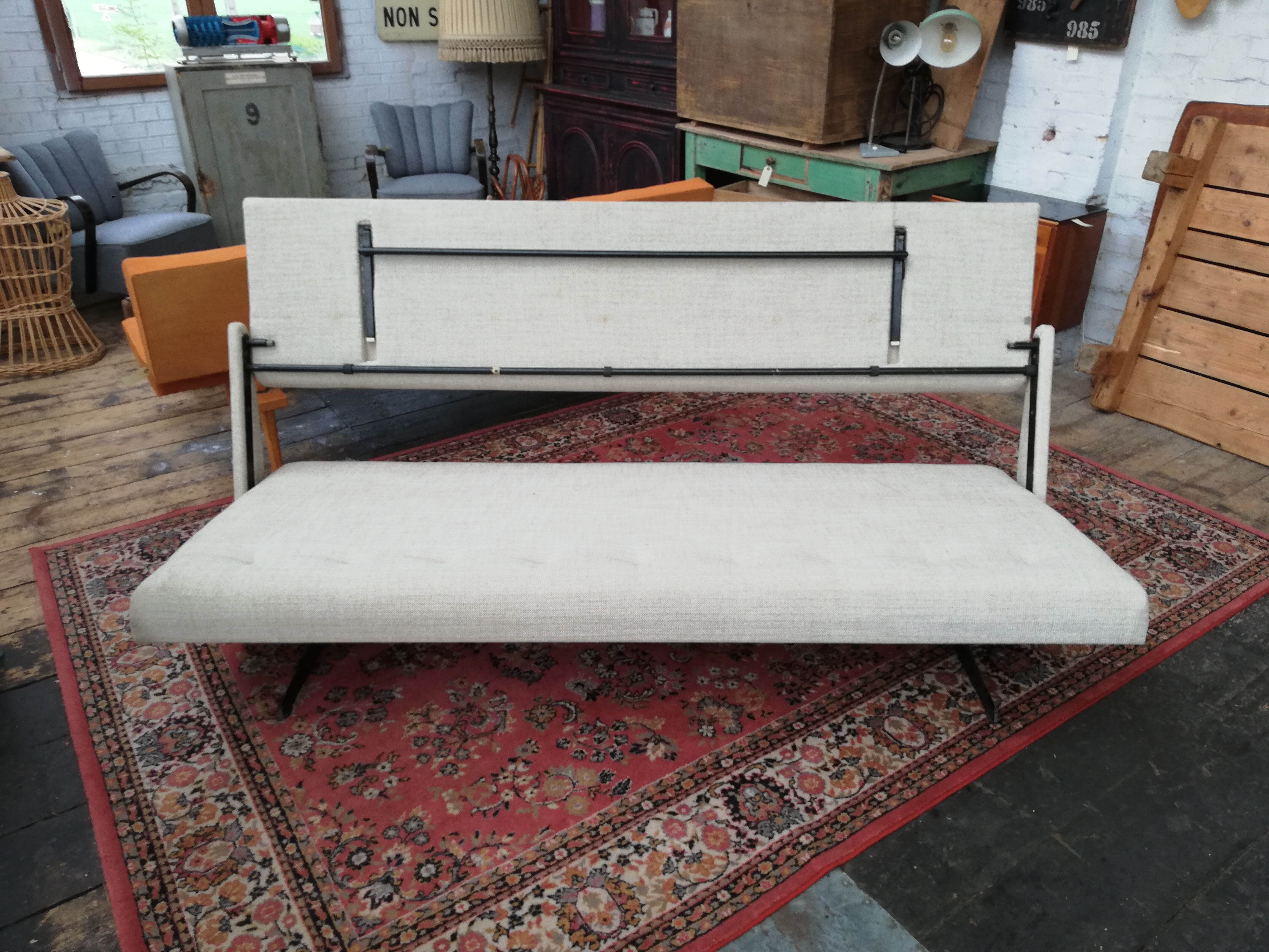 Large vintage convertible sofa bed, 70s, Czechoslovakia