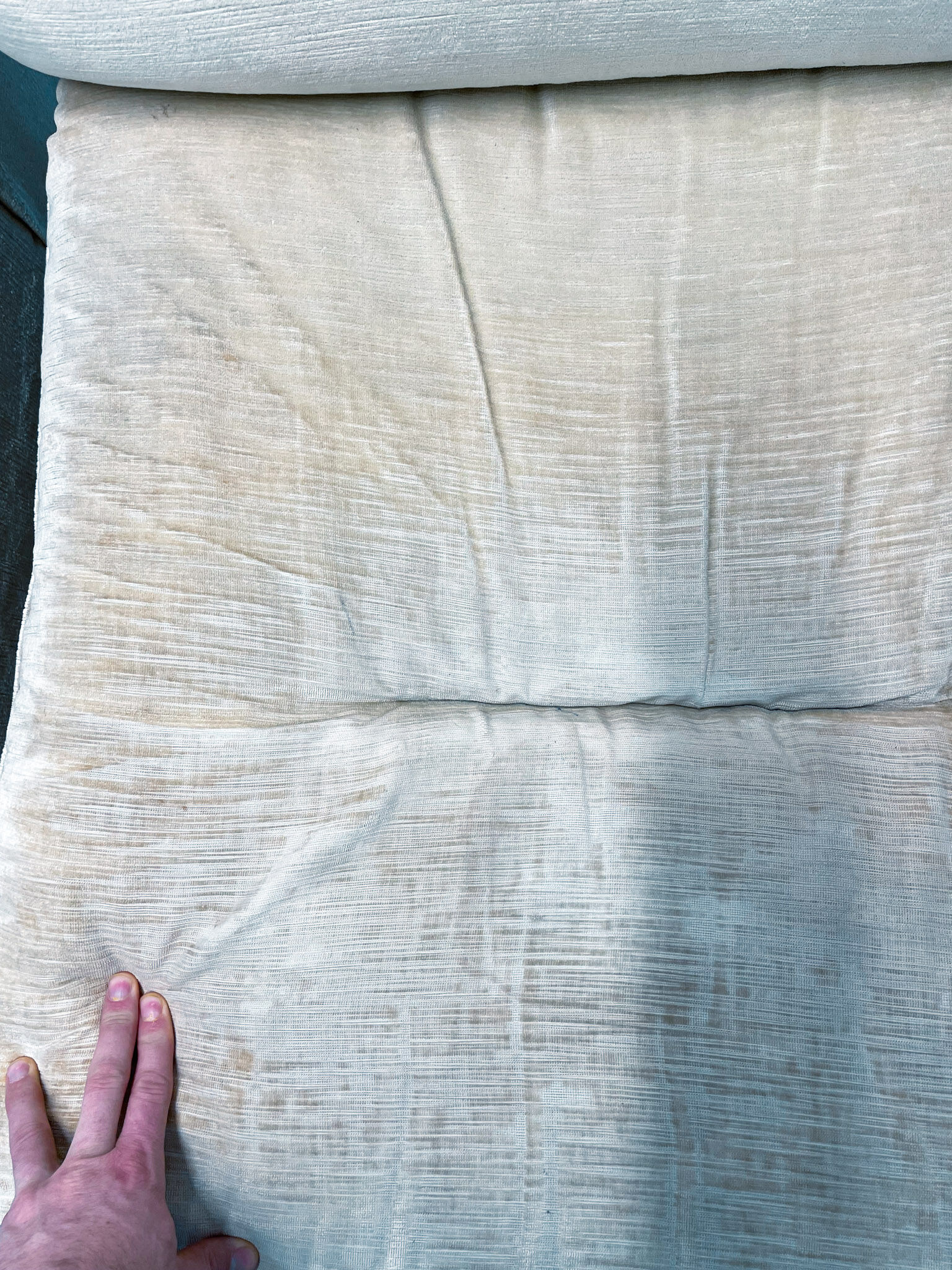 Pair of vintage beige velvet chairs