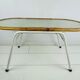 Vintage rattan and glass table with 70s steel frame