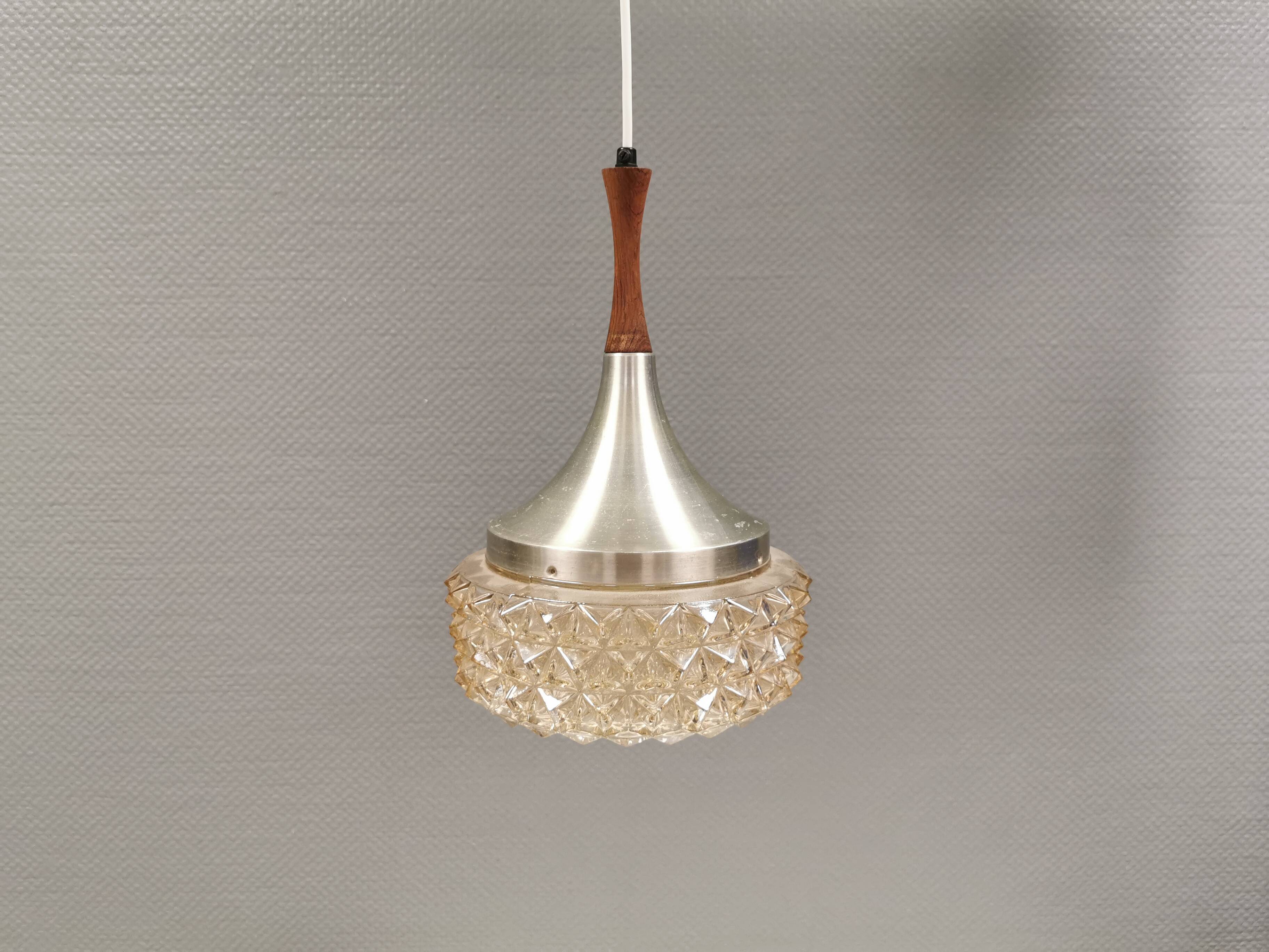 Pendant lamp by Carl Thore with a hard-pressed glass shade 1980s