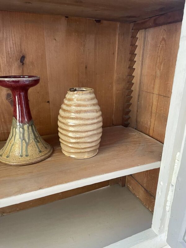 Meuble métier vitrine XL patine blanche