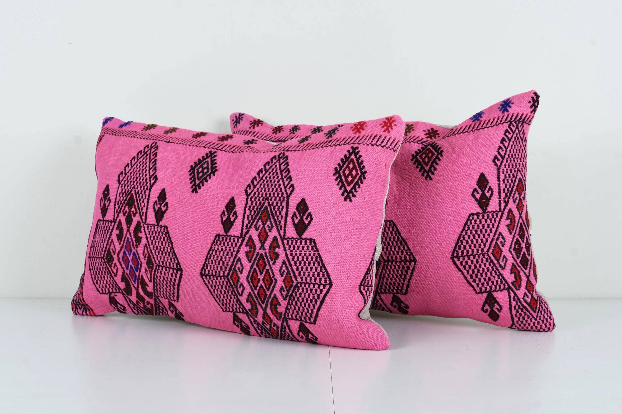 Set of 2 vintage kilim cushion covers 41x61 cm