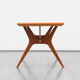 Table vintage en teck, pieds ciseaux