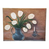Still life white tulips