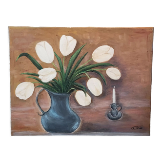 Still life white tulips