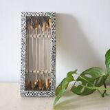 Service of 8 spoons of stainless steel jam and bamboo, vintage