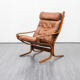 Fauteuil scandinave, cuir et bois