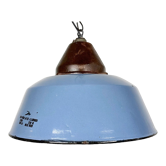 Industrial Blue Enamel and Cast Iron Pendant Light, 1960s