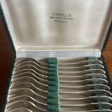 8 Silver-Plated Oyster Forks Shell Pattern Christofle