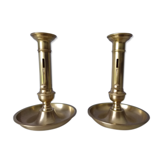 Duo of brass candlesticks