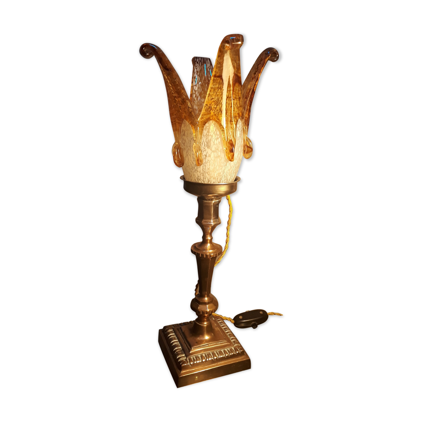 copper brass bronze lamp tulip ancient murano Italy very beautiful