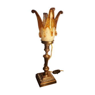 Lampe bronze laiton cuivré tulipe ancienne Murano Italie