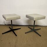 Pair of vintage metal and leatherette stools
