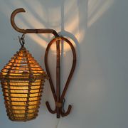 Unique wall lamp in bamboo and fabric, Lantern Design/One, Italy, 1960s