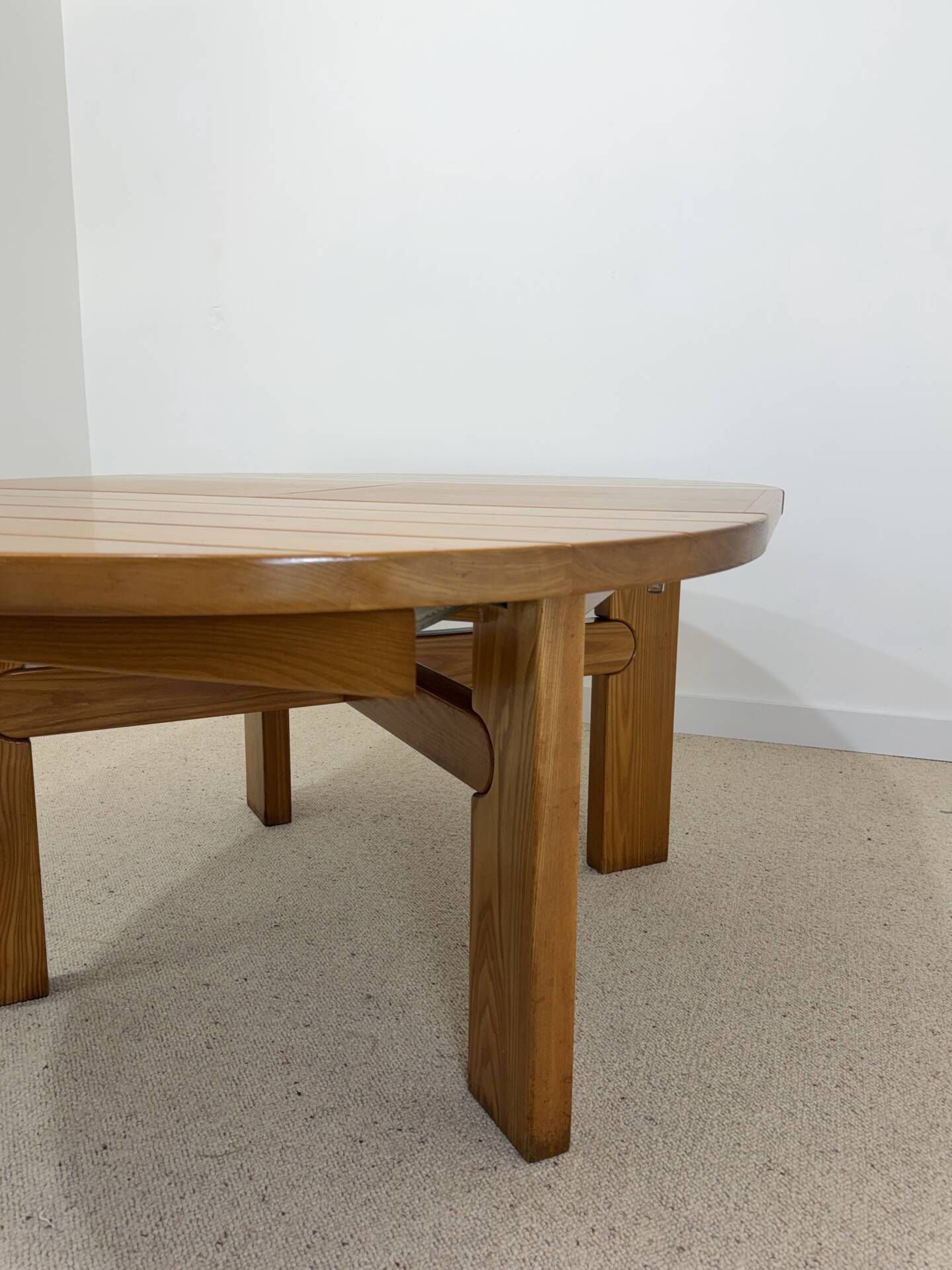 Vintage extendable round table in the spirit of Atelier Chauvin S.A. – 1970s