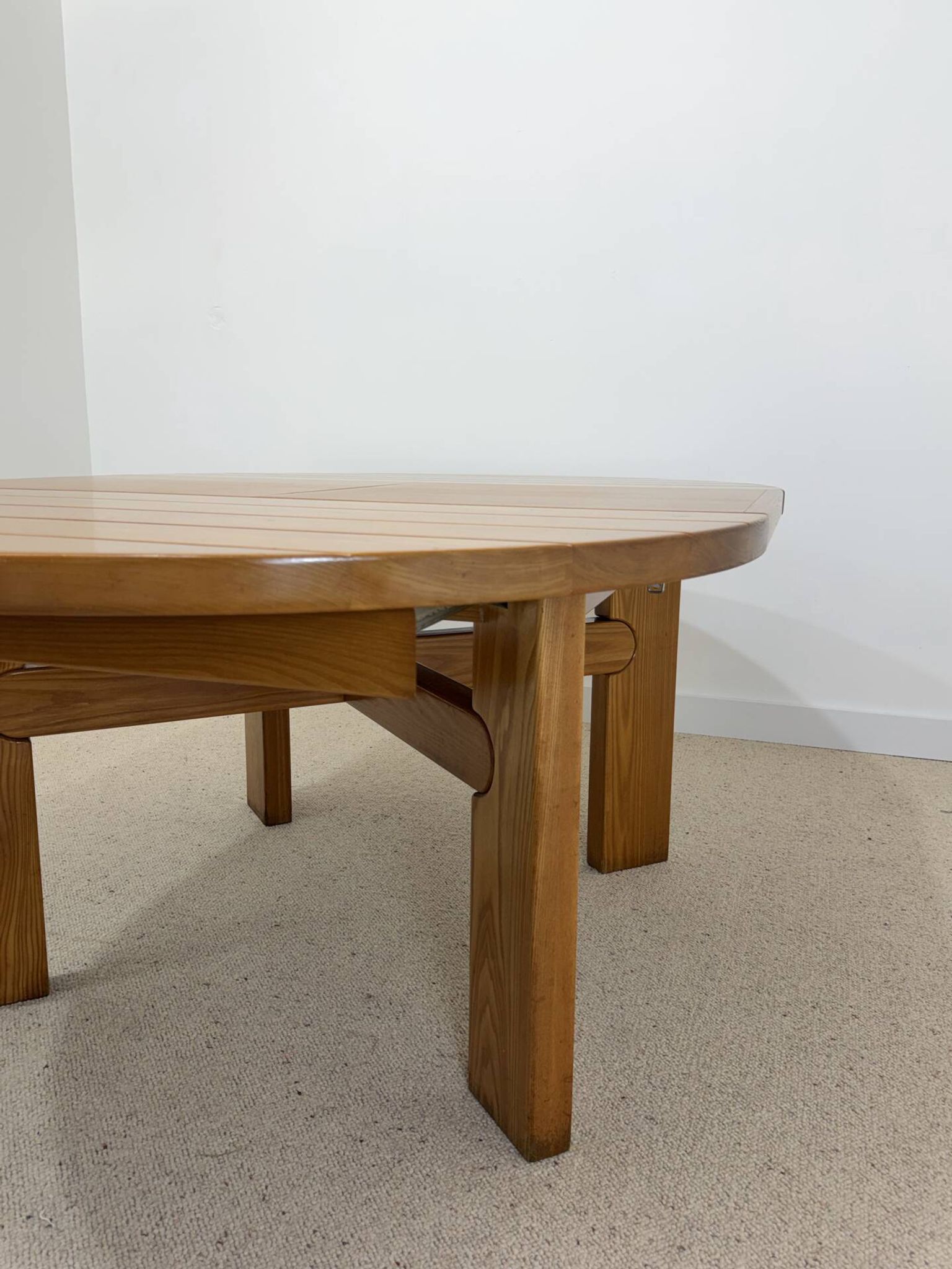 Vintage extendable round table in the spirit of Atelier Chauvin S.A. – 1970s