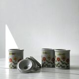 Set of 3 speckled ceramic spice jars with lids - In very good condition