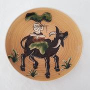 Ceramic plate sacred cow Buddha Vietnam