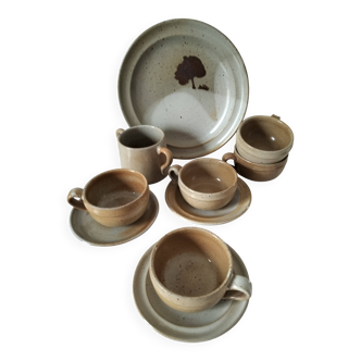 Vintage stoneware brunch set from the Marais region, country decor