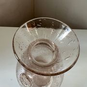 Biot water or wine carafe, pink bubble glass