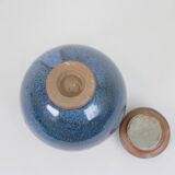 Small blue ceramic box with signed lid