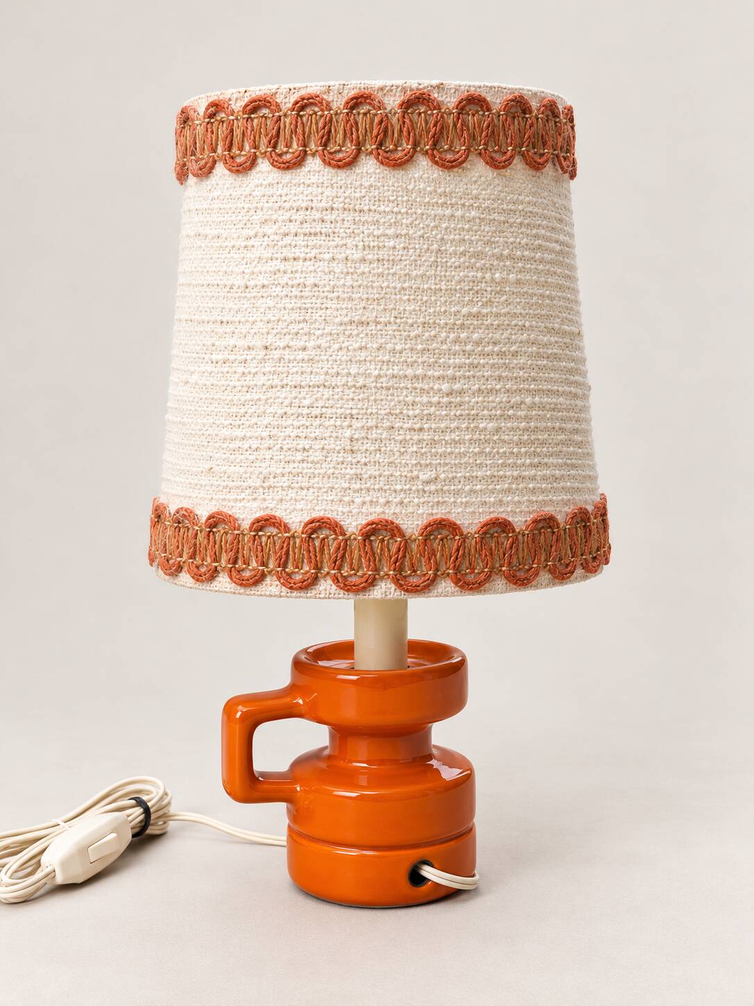 Vintage orange ceramic table lamp – 1970s