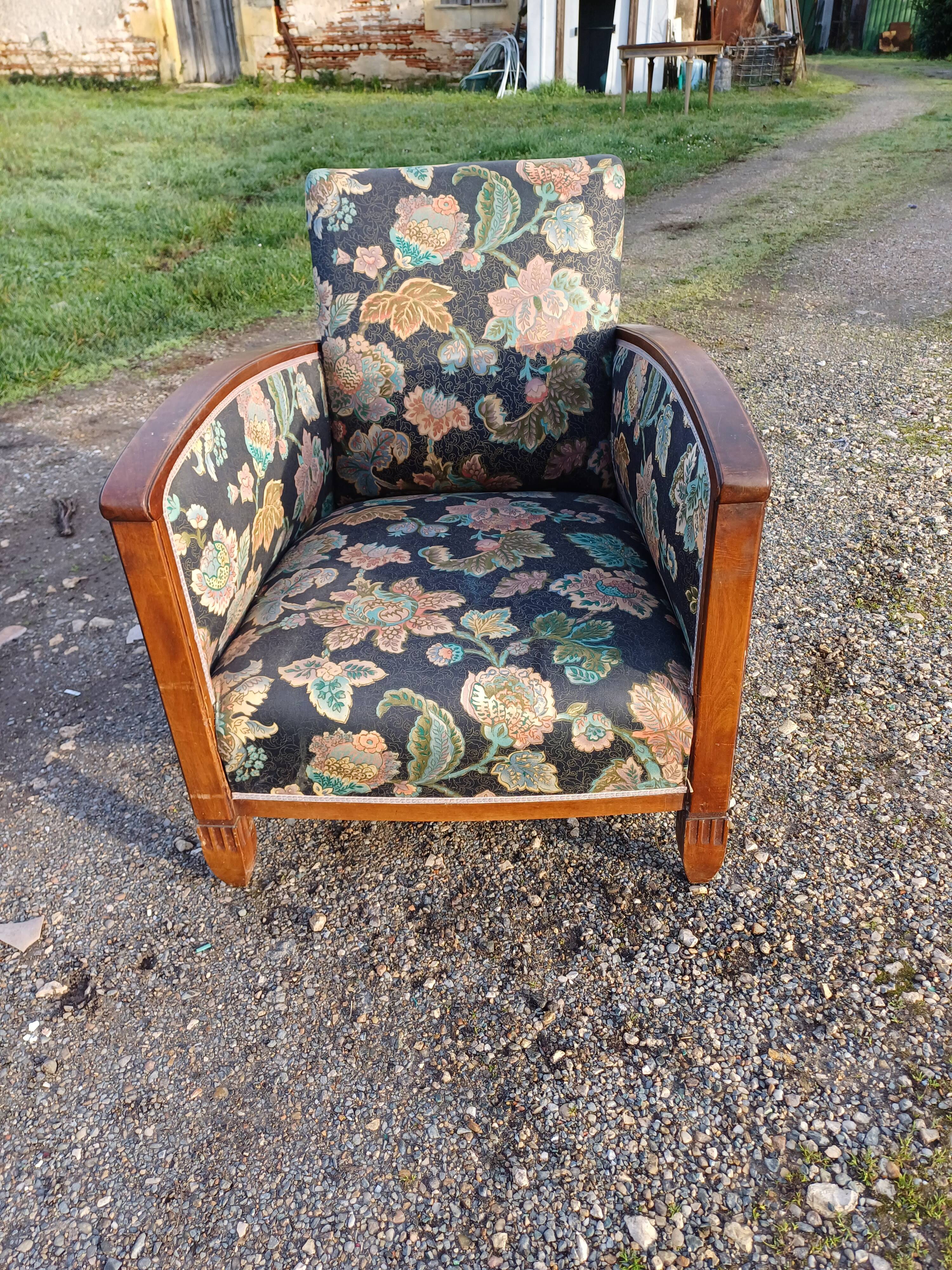 Art deco walnut armchair