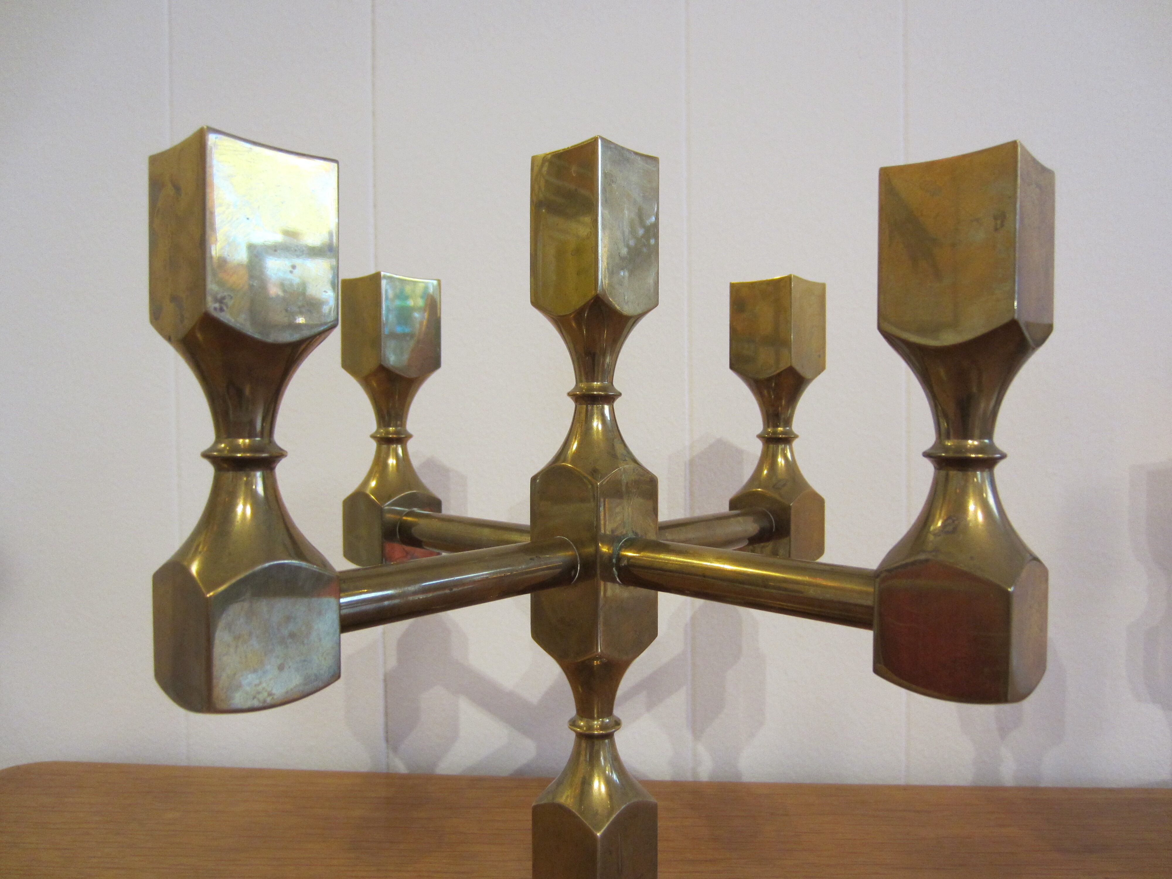 Pair of solid brass candlesticks by Lars Bergsten for Gusum